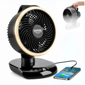 Portable Rechargeable Camping Fan with LED Light