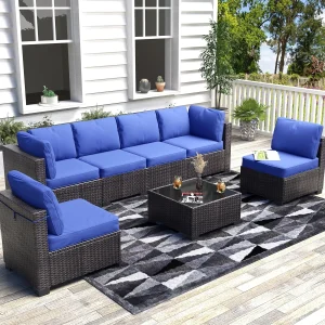 7-Piece PE Rattan Wicker Sectional
