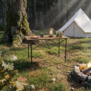 Adjustable Height Folding Camping Table – Portable Aluminum Outdoor Table
